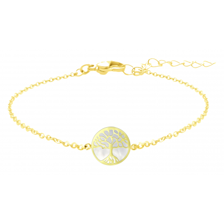 Bracelet Arbre de vie nacre blanche, longueur 16+4cm