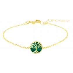 Bracelet Arbre de vie malachite, longueur 16+4cm