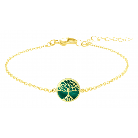 Bracelet Arbre de vie malachite, longueur 16+4cm