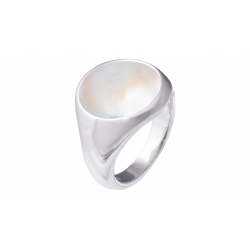 Bague acier nacre rose, diametre 18mm