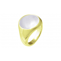 Bague doree nacre blanche, diametre 18mm