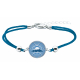 Bracelet coton bleu - Silkscreen - Mont Fuji - rond 14mm - 15+5cm