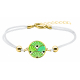 Bracelet coton blanc - Silkscreen - Eventails motif Hiro - rond 14mm - 15+5cm