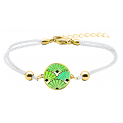 Bracelet coton blanc - Silkscreen - Eventails motif Hiro - rond 14mm - 15+5cm