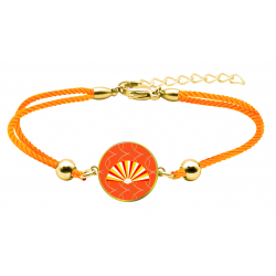 Bracelet coton orange - Silkscreen - Eventail - rond 14mm -15+5cm