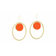 Boucles d'oreilles acier dore - Eventail - motif tatewaku orange - ronds 15/28mm