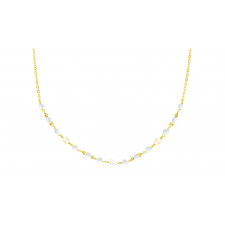 Collier 40+5 CM argent dore  perle de culture pierre de lune