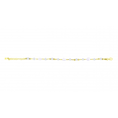 BRACELET 15+5 CM argent dore pierre de lune 4 mm