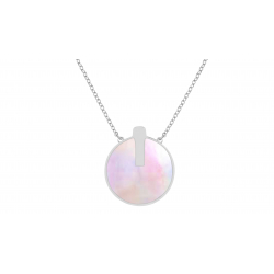 Collier en acier - nacre rose - 15mm - 40+5cm