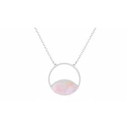 Collier en acier - nacre rose - 20mm - 40+5cm