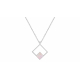 Collier en acier - nacre rose - 20X20mm - 40+5cm