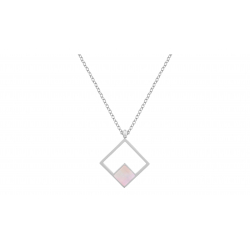 Collier en acier - nacre rose - 20X20mm - 40+5cm