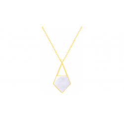 Collier en acier doré - nacre blanche - 20mm - 40+5cm