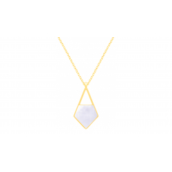 Collier en acier doré - nacre blanche - 20mm - 40+5cm