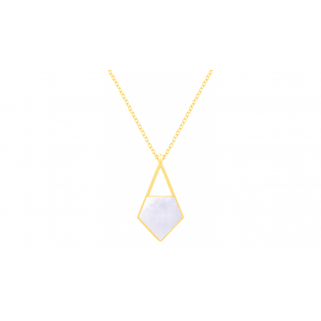 Collier en acier doré - nacre blanche - 20mm - 40+5cm