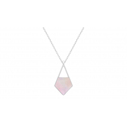 Collier en acier - nacre rose - 20mm - 40+5cm