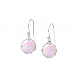 Boucles d'oreilles en acier - Nacre rose - rond 12mm