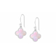 Boucles d'oreilles en acier - trèfle nacre rose - 12x12mm