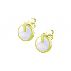 Boucles d'oreilles en acier doré - nacre blanche - 10mm