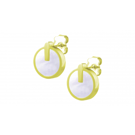 Boucles d'oreilles en acier doré - nacre blanche - 10mm