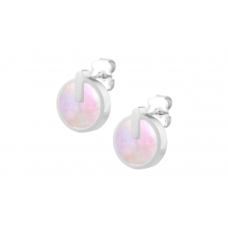 Boucles d'oreilles en acier - nacre rose - 10mm