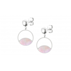 Boucles d'oreilles en acier - nacre rose - 14mm