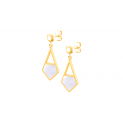 Boucles d'oreilles en acier doré - nacre blanche - 14mm