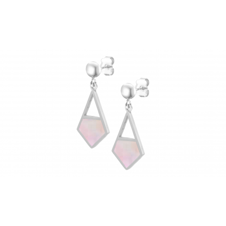 Boucles d'oreilles en acier - nacre rose - 14mm