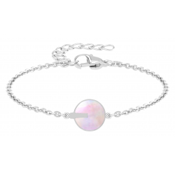 BRACELET acier nacre rose - 15+5cm - D10mm