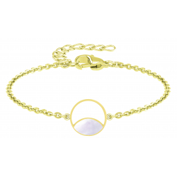 BRACELET acier doré - nacre blanche - 15+5cm - D14mm