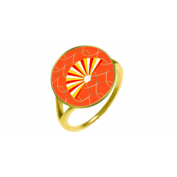 Bague acier dore - Silkscreen - Eventail - rond 14mm - T50 a 62