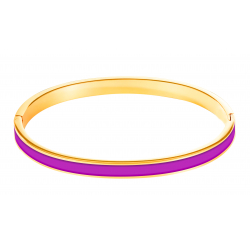 Bracelet Jonc avec système de fermeture - acier dore - Email violet - diamètre 64 mm