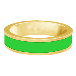 Bague - acier dore - Email vert - T 50 à 62