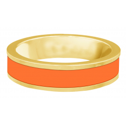 Bague - acier dore - Email orange - T 50 à 62