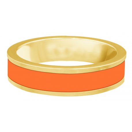 Bague - acier dore - Email orange - T 50 à 62