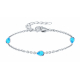 Bracelet argent rhodié 4,12g - 3 cabochons gouttes  Topaze bleue 6x4mm - 15+4cm