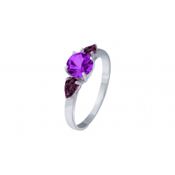 Bague en argent rhodié 2,31g - améthyste et rhodolite - T50 à 64