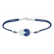 Bracelet coton bleu acier - Lapis lazuli et Amazonite - 16 + 4cm