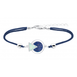 Bracelet coton bleu acier - Lapis lazuli et Amazonite - 16 + 4cm