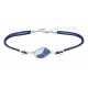 Bracelet coton bleu acier feuille - Lapis lazuli et Amazonite - 16 + 4cm