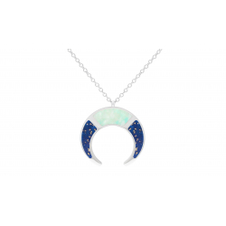 Collier acier corne - Lapis lazuli et Amazonite  - 42/45/50cm