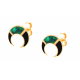 Boucles d'oreilles acier doré corne - Malachite et Onyx - 1,2cm