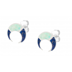 Boucles d'oreilles acier corne - Lapis lazuli et Amazonite - 1,2cm