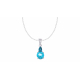 Collier en argent rhodié 1,5g -topaze bleue 6mm et  topaze london 5X3mm - 40+5cm