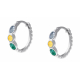 Boucles d'oreilles argent rhodié 3,5g - Quartz vert 3x4mm/Citrine 3mm/Topaze london 3x4mm