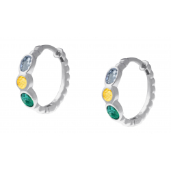 Boucles d'oreilles argent rhodié 3,5g - Quartz vert 3x4mm/Citrine 3mm/Topaze london 3x4mm