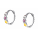 Boucles d'oreilles argent rhodié 3,5g - citine 3x4mm/rhodolite 3mm/ cristal de roche 3x4mm