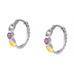 Boucles d'oreilles argent rhodié 3,5g - citine 3x4mm/rhodolite 3mm/ cristal de roche 3x4mm