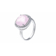 Bague argent rhodié 4,1g - quartz rose 10x10mm - 36 topazes blanches rond 1mm - T 50 à 62