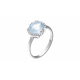 Bague argent rhodié 2,86g - topaze bleue 8mm - 14 topazes blanches rond 1mm - T 50 à 62